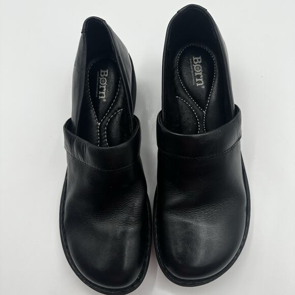 Born Toby Duo Slip On Clogs Black Leather Comfort Women’s 9 M - Picture 3 of 8